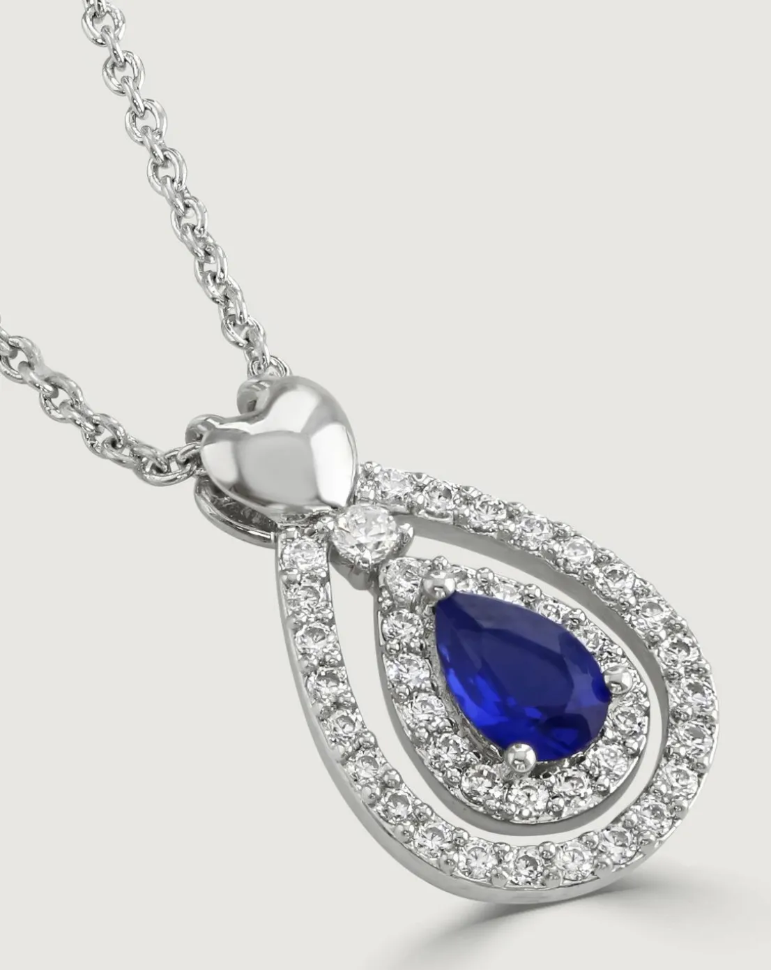 Buckley London Sapphire Heart Drop Pendant
