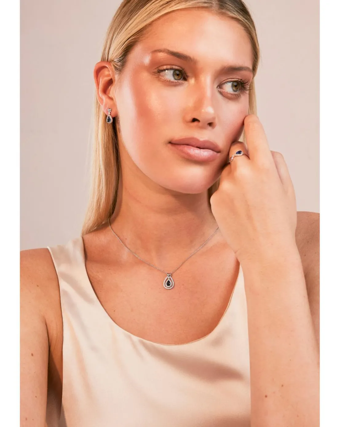 Buckley London Sapphire Heart Drop Pendant