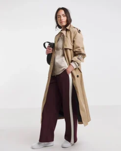 Burgundy Side Stripe Wide Leg Joggers