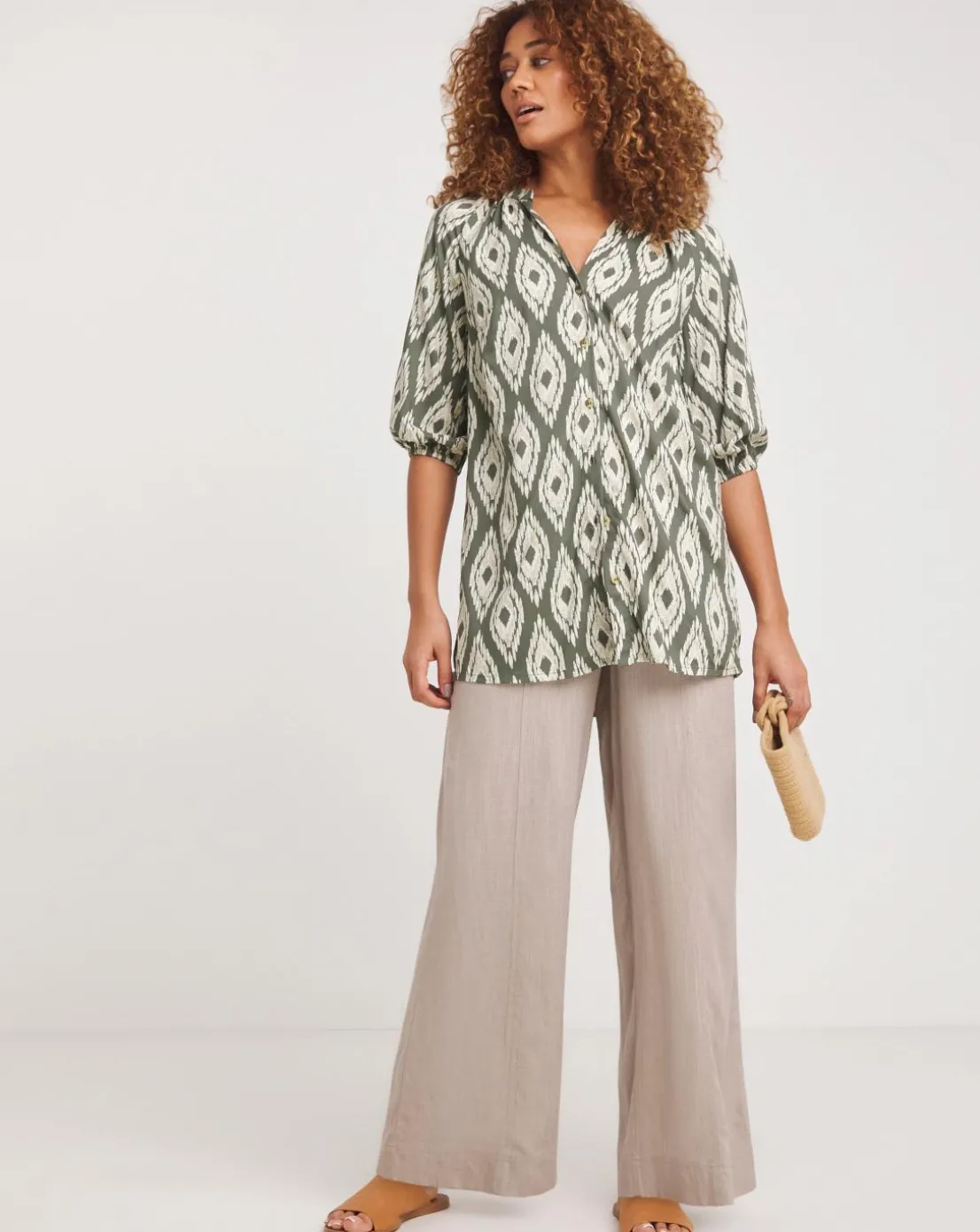 Button Through Printed Blouse