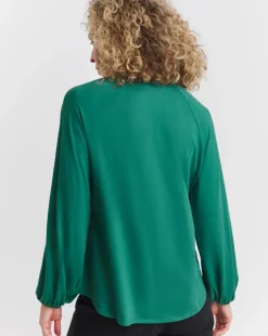 Button Trim Long Sleeve Top