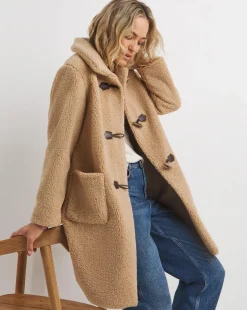 Camel Collared Duffle Teddy Mid Length Coat