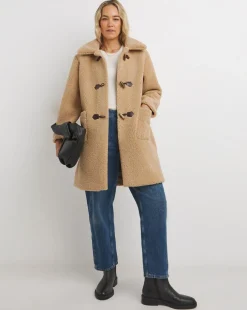 Camel Collared Duffle Teddy Mid Length Coat