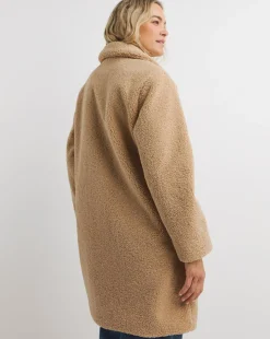 Camel Collared Duffle Teddy Mid Length Coat