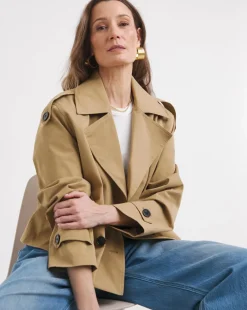 Camel Cropped Trench Coat