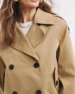 Camel Cropped Trench Coat