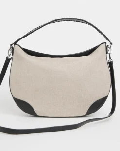 Canvas & PU Mix Shoulder Bag