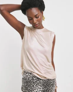 Champagne Crew Neck Foiled Tank