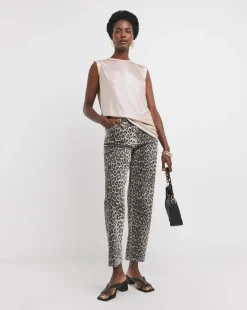 Champagne Crew Neck Foiled Tank