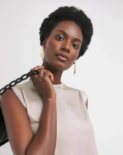 Champagne Crew Neck Foiled Tank