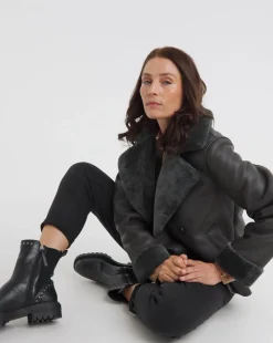 Charcoal Clean Aviator Jacket