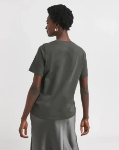 Charcoal Crew Neck Scatter Embellished T-shirt