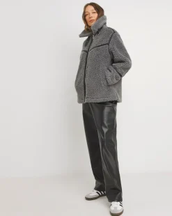 Charcoal Teddy Aviator Jacket