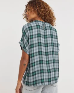 Check Boxy Short Sleeve Top