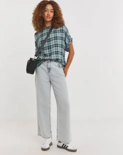 Check Boxy Short Sleeve Top