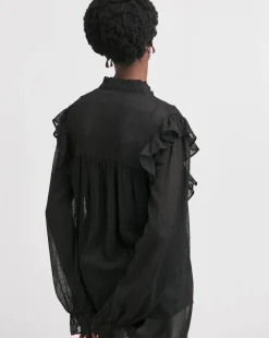 Check Frill Detail Blouse