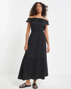 Cheesecloth Maxi Bardot Beach Dress