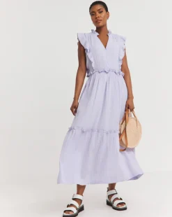 Cheesecloth Smock Dress With Sheered Back