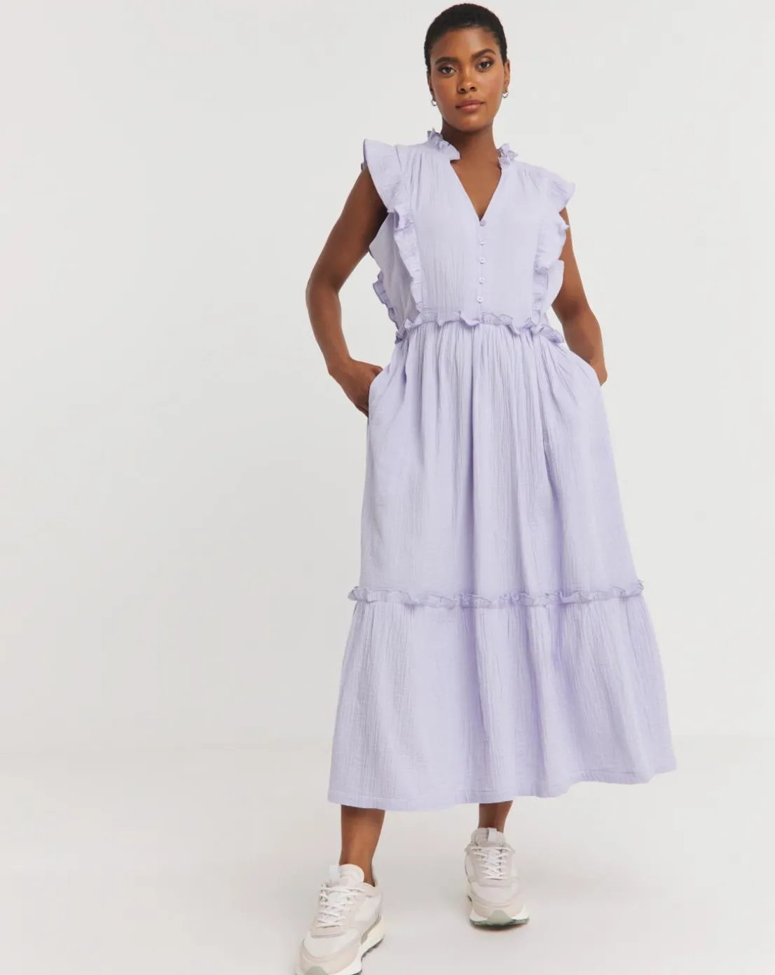 Cheesecloth Smock Dress With Sheered Back