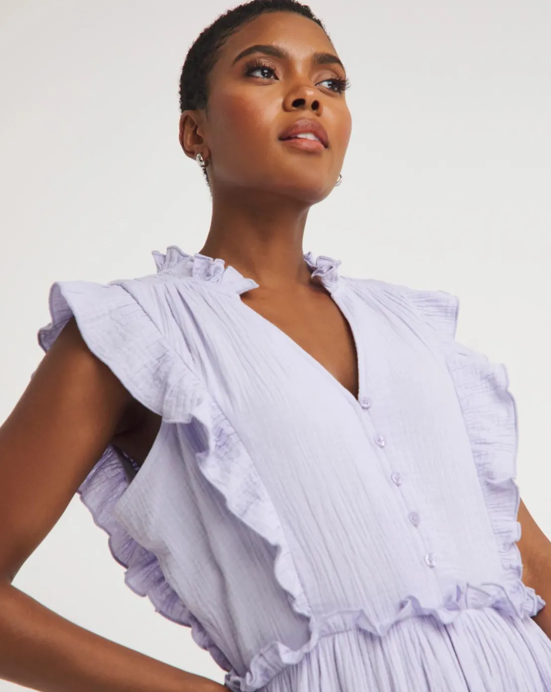 Cheesecloth Smock Dress With Sheered Back