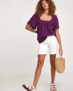 Cheesecloth Square Neck Top