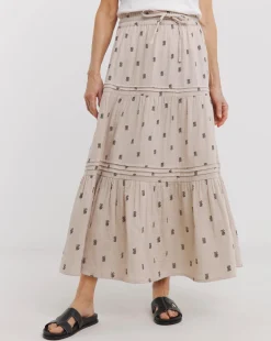 Cheesecloth Tiered Midi Skirt