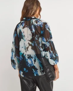 Chiffon Tie Detail Long Sleeve Blouse