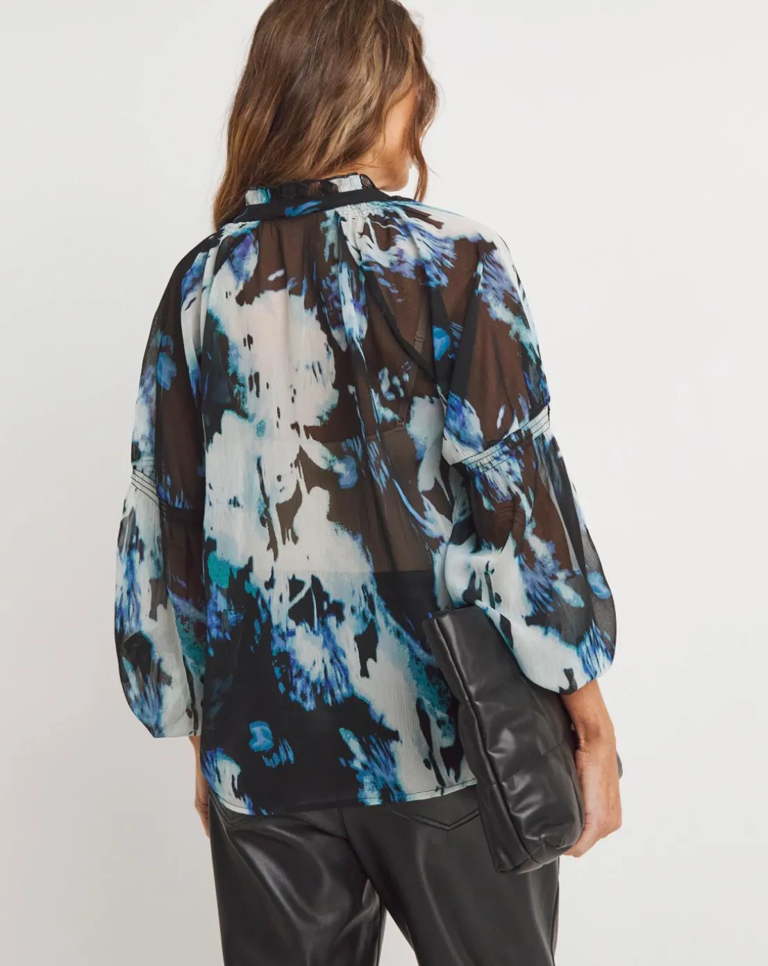 Chiffon Tie Detail Long Sleeve Blouse