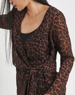 Chiffon Wrap Blouse - Leopard