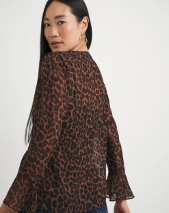 Chiffon Wrap Blouse - Leopard