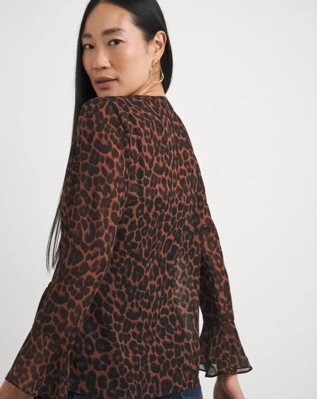 Chiffon Wrap Blouse - Leopard