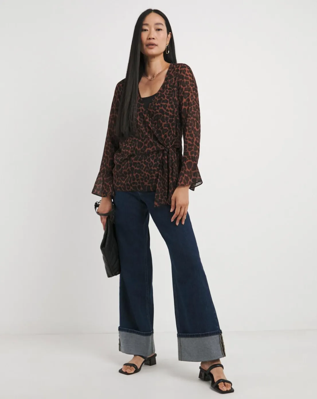 Chiffon Wrap Blouse - Leopard
