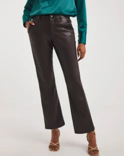 Chocolate Faux Leather Straight Leg Trousers