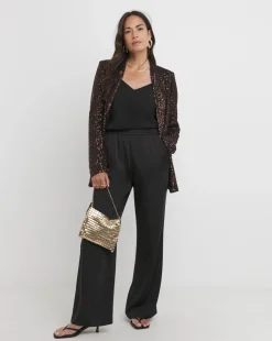 Chocolate Sequin Relaxed Blazer