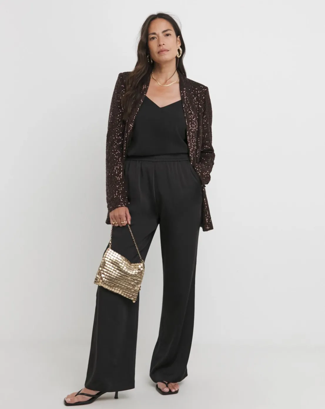 Chocolate Sequin Relaxed Blazer