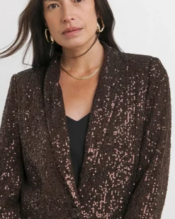 Chocolate Sequin Relaxed Blazer