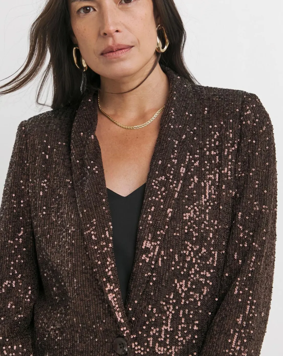 Chocolate Sequin Relaxed Blazer