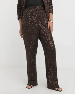 Chocolate Sequin Straight Leg Trouser