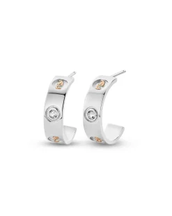 Clogau Insignia Sterling Silver Half-Hoop Earrings with Topaz