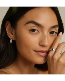 Clogau Insignia Sterling Silver Half-Hoop Earrings with Topaz