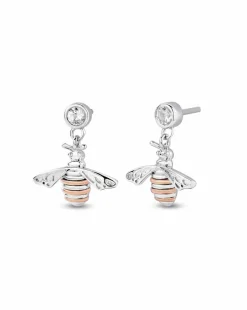 Clogau Nature's Wonder Sterling Silver Honey Bee Drop Earrings with Topaz