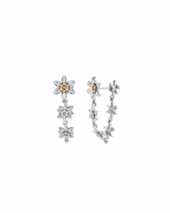 Clogau Nature's Wonder Sterling Silver Daffodil Drop-Hoop Earrings