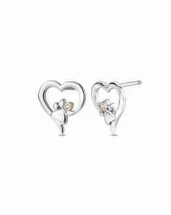 Clogau Paw Print Heart Stud Earrings