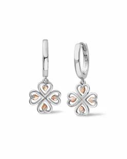 Clogau Tree of Life Sterling Silver Heart Drop-Hoop Earrings