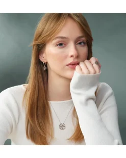 Clogau Tree of Life Sterling Silver Heart Drop-Hoop Earrings