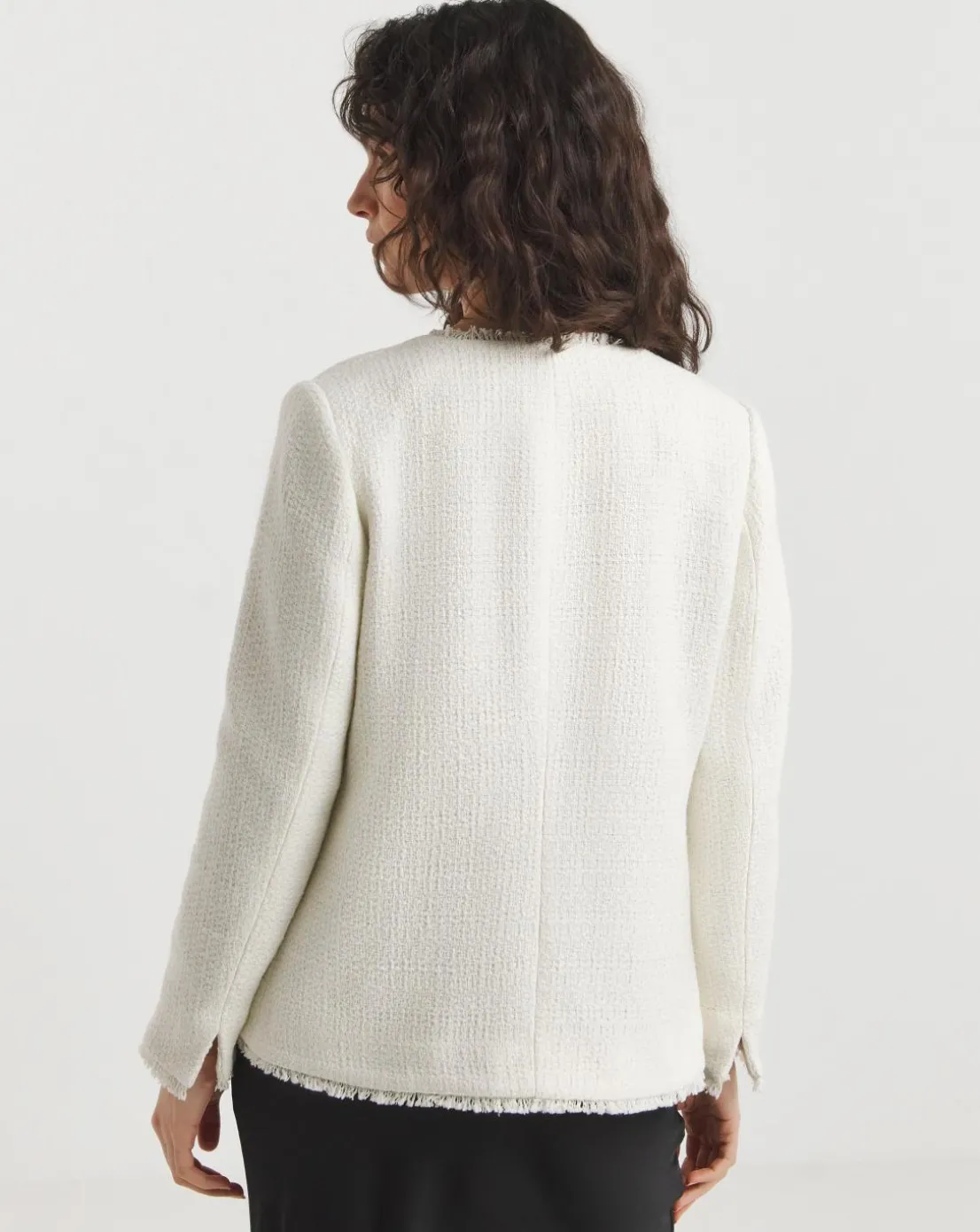 Collarless Boucle Blazer