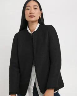 Collarless Boucle Blazer