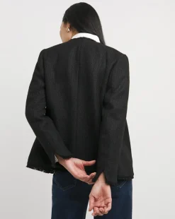 Collarless Boucle Blazer