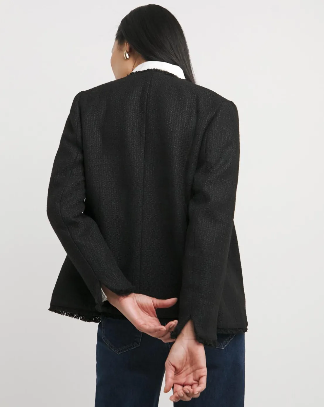 Collarless Boucle Blazer