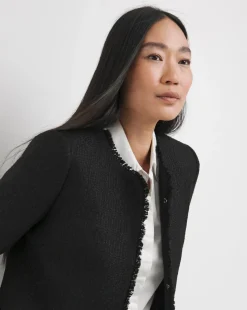Collarless Boucle Blazer